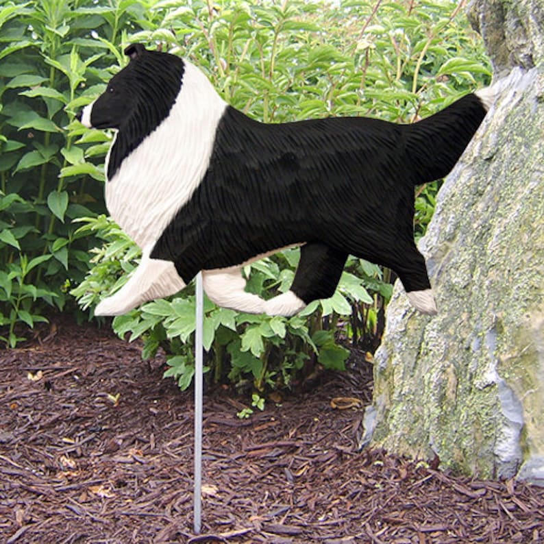 Shetland Sheepdog Garden Stake Multiple Colors Available Black and White