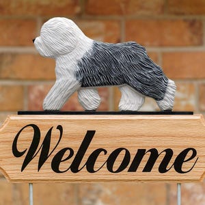 Old English Sheepdog  Welcome Stake Sign