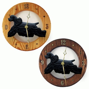 American Cocker Spaniel Wall Clock Working Solid Oak Clock Multiple Colors Available Black