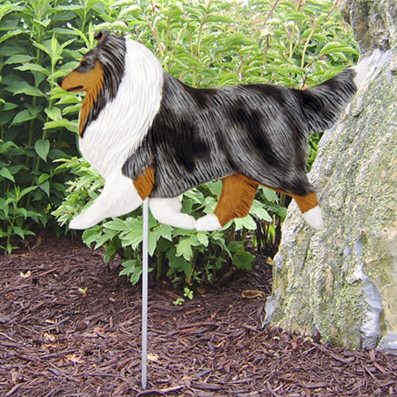 Shetland Sheepdog Garden Stake Multiple Colors Available Blue Merle