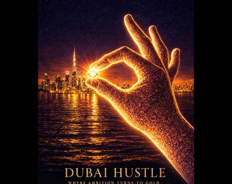 Dubai Hustle Wall Art Print – Luxury Skyline Poster – Motivational Entrepreneur Decor