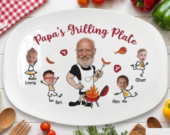 Plancha personalizada para asar con la frase "Las personas favoritas de papá", regalo del Día del Padre de parte de los nietos.