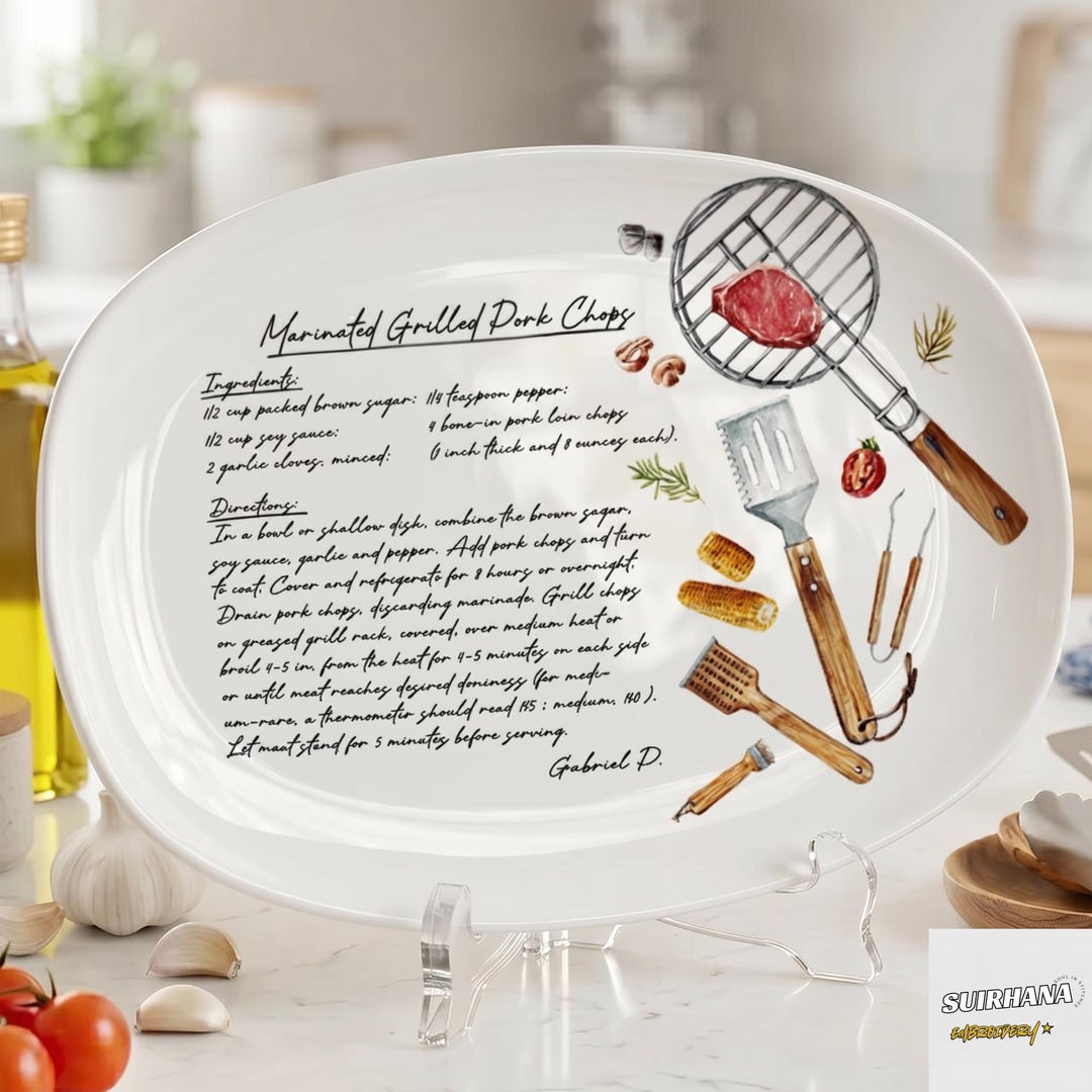 Personalized Recipe Grilling Plate, Custom BBQ Cookout Gift for Dad - Etsy