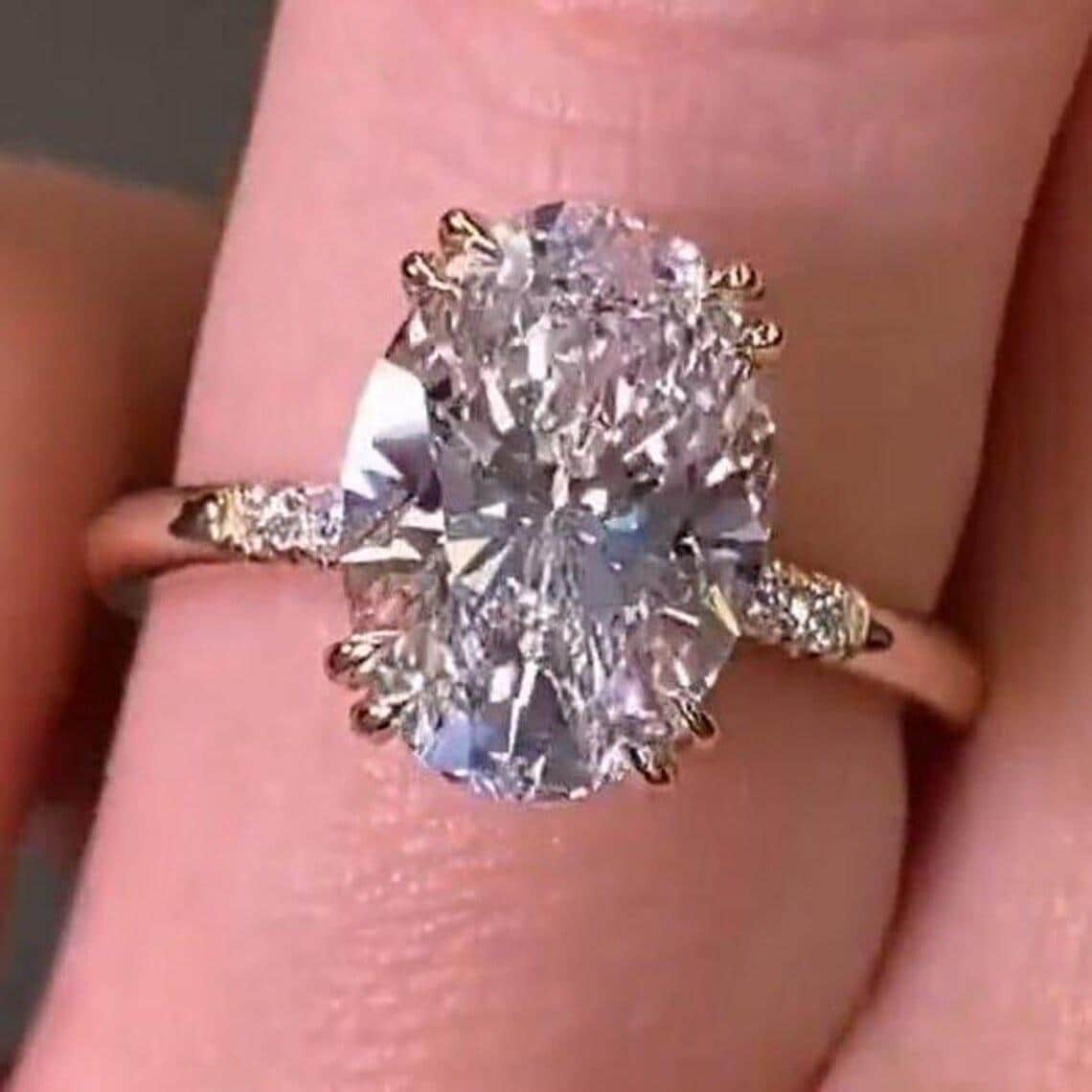 3 CT Oval Cut Moissanite Engagement Ring 14K Solid Gold Ring Vintage ...