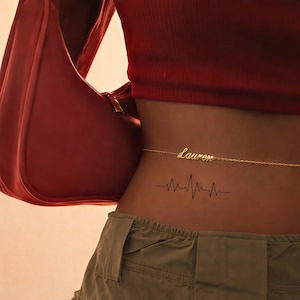 Gepersonaliseerde buikketting-aangepaste naam body ketting-afvalketting-gouden roestvrijstalen bodyketting-goud minimalistisch-buikketting-cadeaus beste vriend.