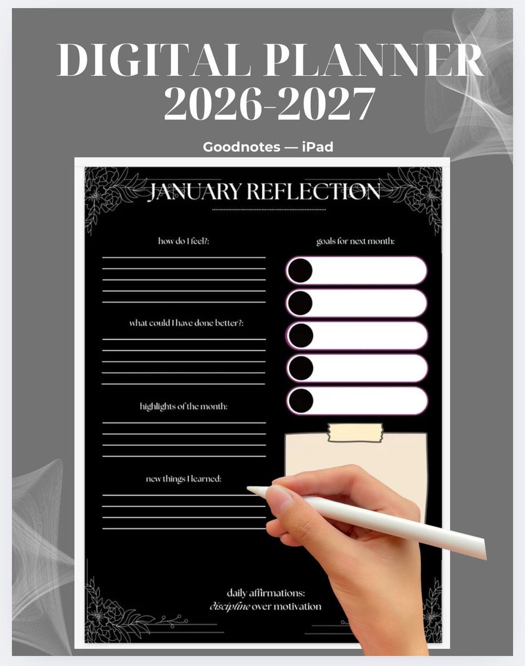 2026-2027 Digital Planner – Minimal Black iPad Layout (PDF) - Etsy