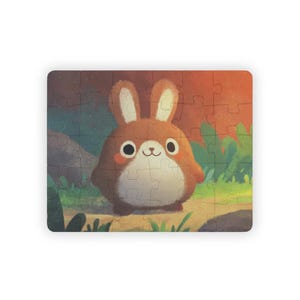 Cute Baby Bunny Puzzle for Kids, Pastel Bunny Jigsaw Puzzle, Nursery Animal Puzzle, Sweet Storybook Gift