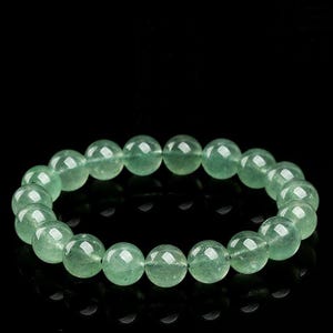 Natural Green Strawberry Quartz Bracelet, Mint Gemstone Beaded Bangle, Healing Crystal Energy Jewelry, Heart Chakra Gift for Her