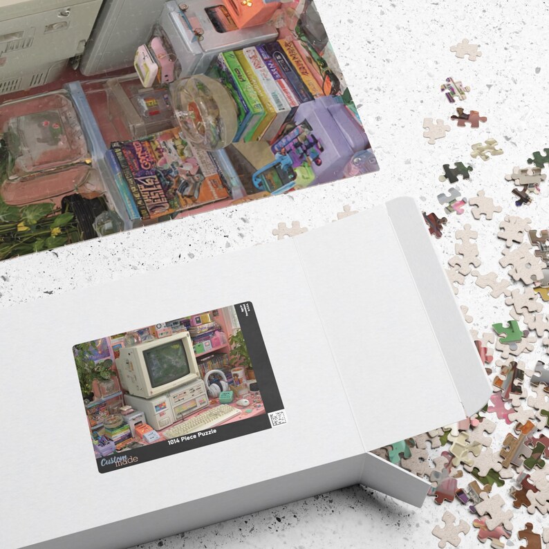Y2K Gaming Desk Puzzle for Adults, Retro Computer Room Jigsaw Puzzle ...