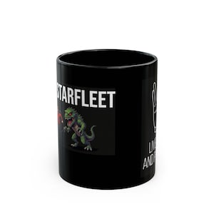 Live Long and Prosper Vulcan Hand Mug | Starfleet Redshirt Running from Monster image 2