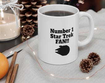 Ironic Number 1 Star Trek Fan!! Mug | Sci-Fi Starship Silhouette