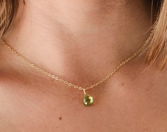 Peridot Necklace in 14kt Gold Filled or Sterling Silver - Gold Peridot Teardrop Pendant - August Birthstone - Dainty Necklace Gift for Her
