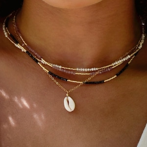 Cowrie Shell Necklace - Real Genuine White Cowrie Pendant - Sterling Silver, 14k Gold Filled Chain - Summer Beach Jewelry - Gifts for Women