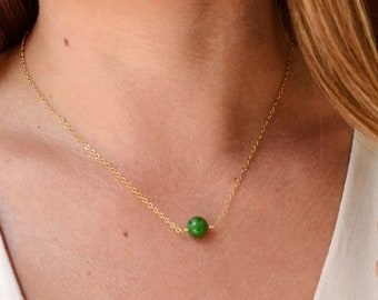 Maw Sit Sit Necklace in Sterling Silver or 14k Gold Filled - Small Jade Pendant - Green Gemstone - Cousin Of Jade Stone - Gift for Her