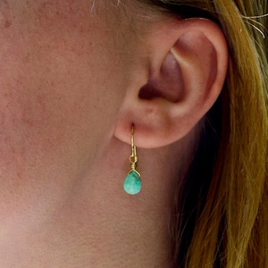 Turquoise Earrings 14k Gold Fill or Sterling Silver Natural Arizona Turquoise Faceted Teardrops Southwestern Jewelry image 1