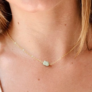 Raw Jade Necklace in Sterling Silver or 14k Gold Filled  - Small Jadeite Pendant -  Rough Green Jade - Natural Burma Jade - Gift for Her