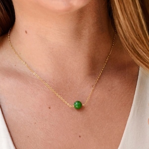 Maw Sit Sit Necklace in Sterling Silver or 14k Gold Filled - Small Jade Pendant - Green Gemstone - Cousin Of Jade Stone - Gift for Her