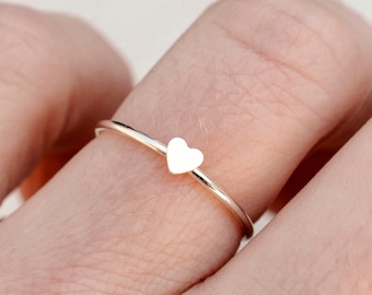 Silver Heart Ring - Sterling Silver - Thin Silver Ring - Minimalist Silver Ring - Stacking Ring - Women&#39;s Ring - Gift for Her