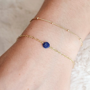 Lapis Lazuli Bracelet: Sterling Silver or 14kt Gold Filled, December Birthstone