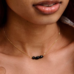 Black Tourmaline Necklace in Sterling Silver or 14k Gold Filled - Protection Empath Pendant - Minimalist Tourmaline Jewelry - Gift for Her
