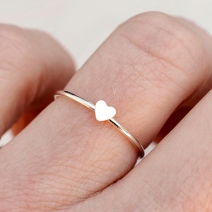 Silver Heart Ring - Sterling Silver - Thin Silver Ring - Minimalist Silver Ring - Stacking Ring - Women&#39;s Ring - Gift for Her