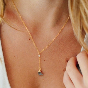 Crescent Moon Necklace, Labradorite Necklace - 14k Gold Filled - Dainty Delicate Celestial Pendant - Witchy Jewelry - Gift For Her