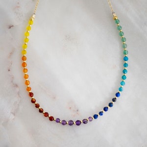 Beaded Chakra Necklace Crystal Rainbow Choker Balancing Yoga Jewelry Real Stone 7 Chakras Dainty Minimalist Boho Gift for Her image 6