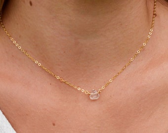 Crystal Quartz Necklace, Clear Quartz Teardrop Pendant, White Quartz Jewelry - Sterling Silver, 14k Gold Filled - Crystal Healing, For Women