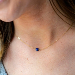 Collier délicat en lapis-lazuli : argent sterling ou or, pierre de naissance de décembre