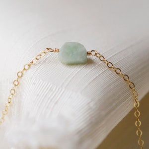 Raw Jade Necklace Sterling Silver or 14kt Gold Filled Small Jadeite Pendant Pale Green Jade Natural Burma Jade Rough Raw image 2