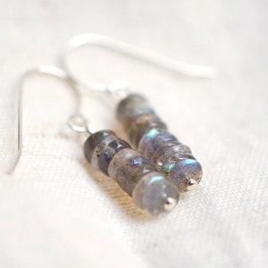 Labradorite Earrings - 14kt Gold Filled or Sterling Silver - Natural Labradorite - Crystal Drop Earrings - Stone Bar Earrings