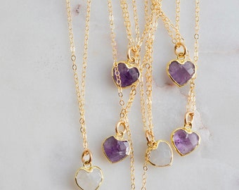 Amethyst Heart Necklace, 14k Gold Filled, Sterling Silver, Heart Pendant Gold, Necklace Gift for Women, February Birthstone Jewelry