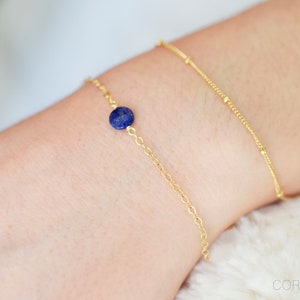 Lapis Lazuli Bracelet - Sterling Silver or 14kt Gold Filled - Lapis Bracelet - Small Lapis Stone - December Birthstone Bracelet