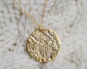 Gold Egyptian Scarab Coin Necklace, Scarab Pendant, Scarab Necklace, Beetle Pendant, Gold Egyptian Necklace