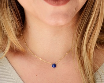 Lapis Lazuli Necklace - Sterling Silver or 14k Gold Filled - Small Lapis Pendant - December Birthstone Jewelry - Blue Gemstone - Third Eye