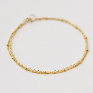 Double Chain Bracelet, Satellite Ball Chain Bracelet, Layered Chain Gold  Bracelet, Double Silver Ball Bracelet, Gift for Her 