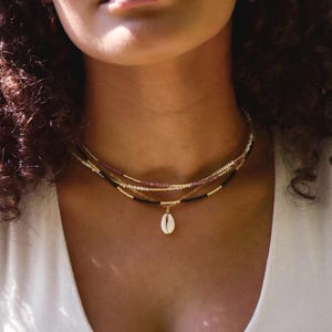 Cowrie Shell Necklace in Sterling Silver or 14k Gold Filled - Real Genuine White Cowrie Pendant - Beach Jewelry - Gifts for Women
