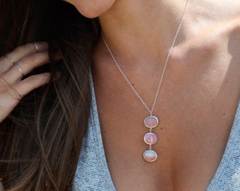 Pink Opal Necklace, Pink Opal Pendant, Silver Opal Necklace, Gold Opal Necklace, Natural Opal, Pink Stone Necklace