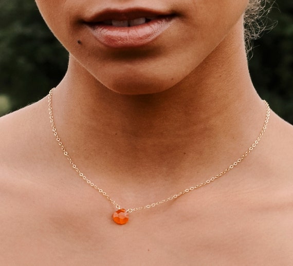 Carnelian Necklace 14kt Gold Filled or Sterling Silver | Etsy