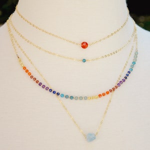 Beaded Chakra Necklace Crystal Rainbow Choker Balancing Yoga Jewelry Real Stone 7 Chakras Dainty Minimalist Boho Gift for Her image 8
