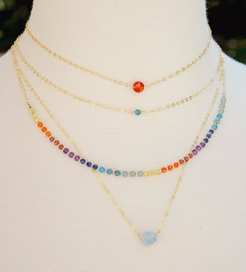 Beaded Chakra Necklace Crystal Rainbow Choker Balancing Yoga Jewelry Real Stone 7 Chakras Dainty Minimalist Boho Gift for Her image 8