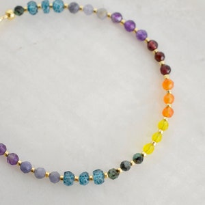 Chakra Bracelet Rainbow Bracelet Gemstone Rondelle Bracelet Yoga Emerald, Topaz, Garnet, Amethyst, Sapphire, Carnelian, Tanzanite image 6