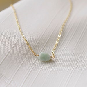 Raw Jade Necklace Sterling Silver or 14kt Gold Filled Small Jadeite Pendant Pale Green Jade Natural Burma Jade Rough Raw image 6