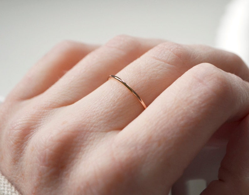 Thin Rose Gold Ring, Rose Gold Filled Ring, Stackable Gold Rings, Dainty Ring, Rose Gold Midi Ring image 2