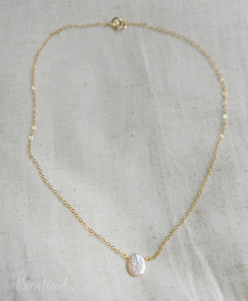 White Pearl Necklace Gold Pearl Necklace Coin Pearl Etsy