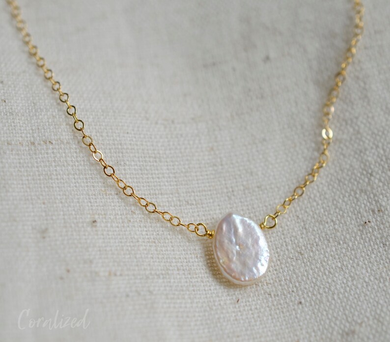 White Pearl Necklace Gold Pearl Necklace Coin Pearl - Etsy