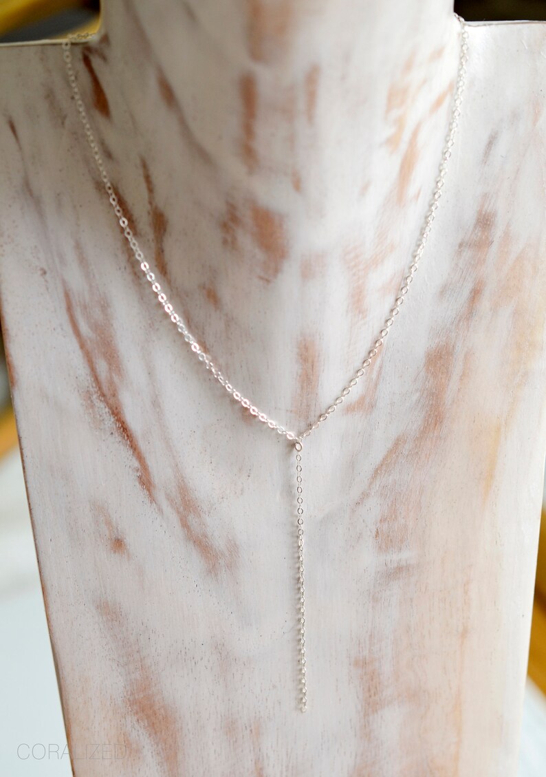 Lariat Style Necklace Chain Y Necklace Sterling Silver or 14kt Gold Filed Chain Choker
