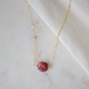 Raw Ruby Necklace in Sterling Silver or 14k Gold Filled - July Birthstone - Rough Ruby Pendant - Red Gemstone - Gift for Her