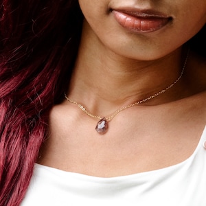 Red Fire Quartz Necklace - Sterling Silver or 14k Gold Filled - Hematoid Quartz Pendant - Red Quartz Gemstone Jewelry - For Women