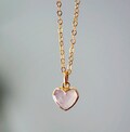Rose Quartz Heart Necklace in Sterling Silver or 14k Gold Filled - Delicate Pale Pink Crystal Heart Pendant - Gift for Women, Mom